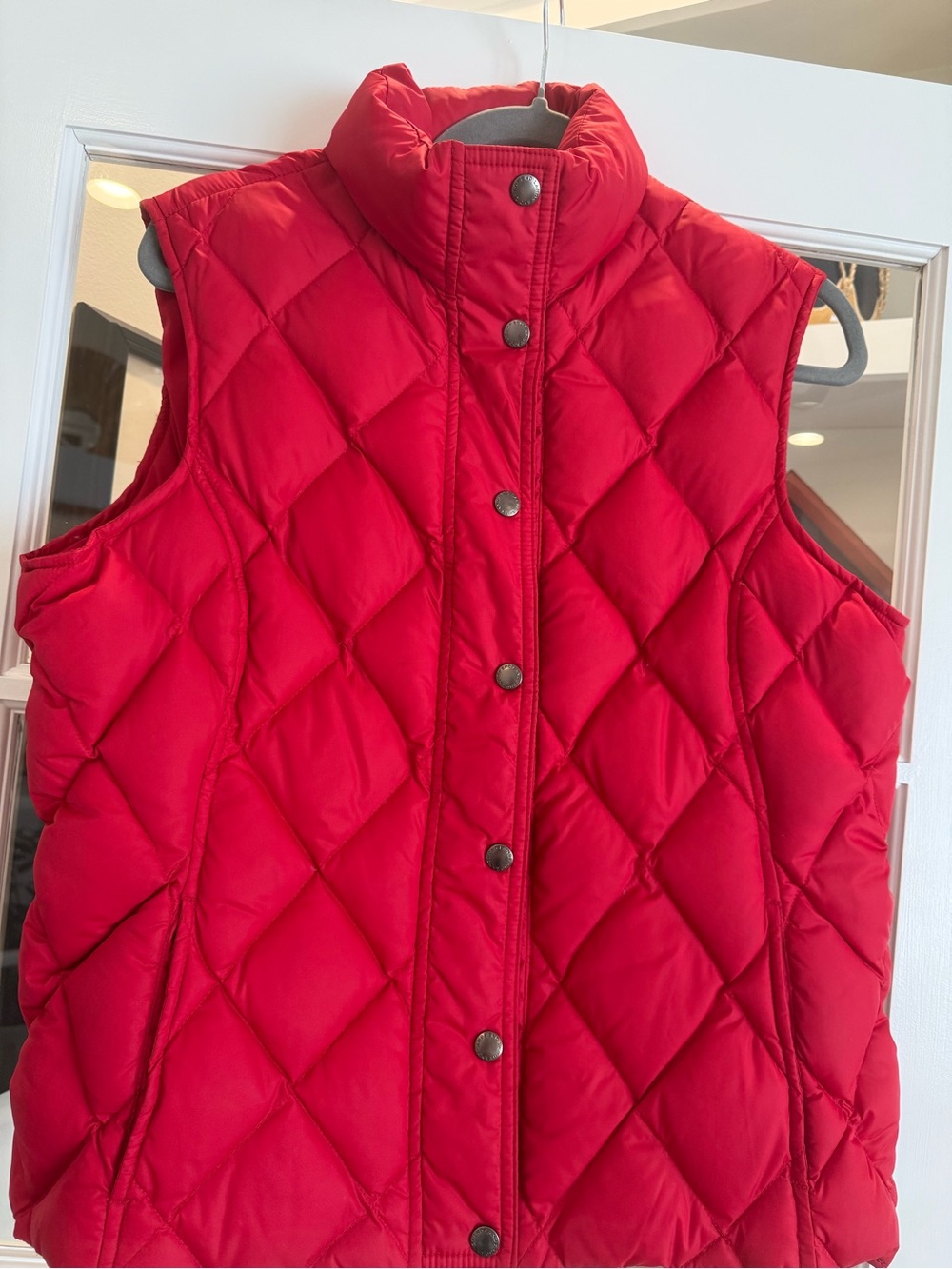 Land’s End Red Diamond-Quilted Genuine Down Puffer Vest Medium Petite 10-12